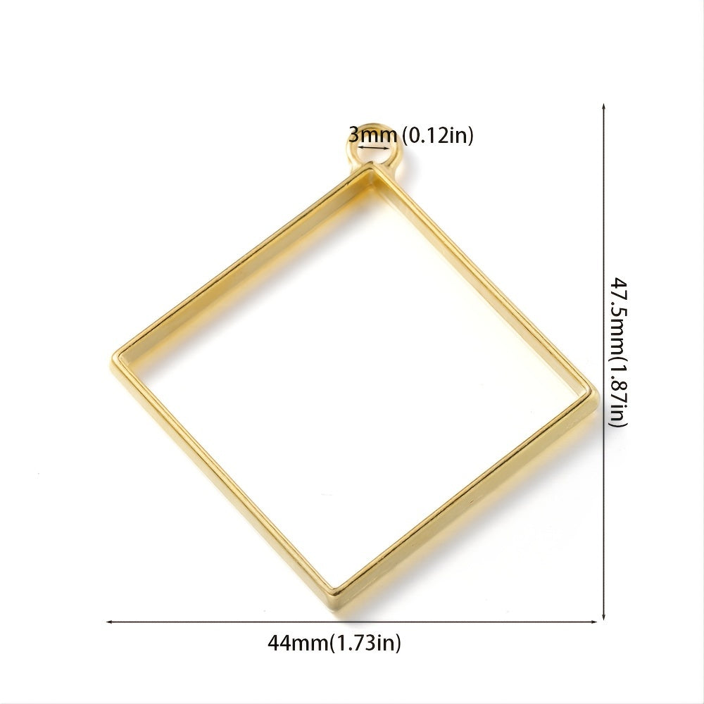 10Pcs Thin Square Rectangle Hollow Frame Pendant Charm for DIY Jewelry Making