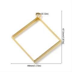 10Pcs Thin Square Rectangle Hollow Frame Pendant Charm for DIY Jewelry Making