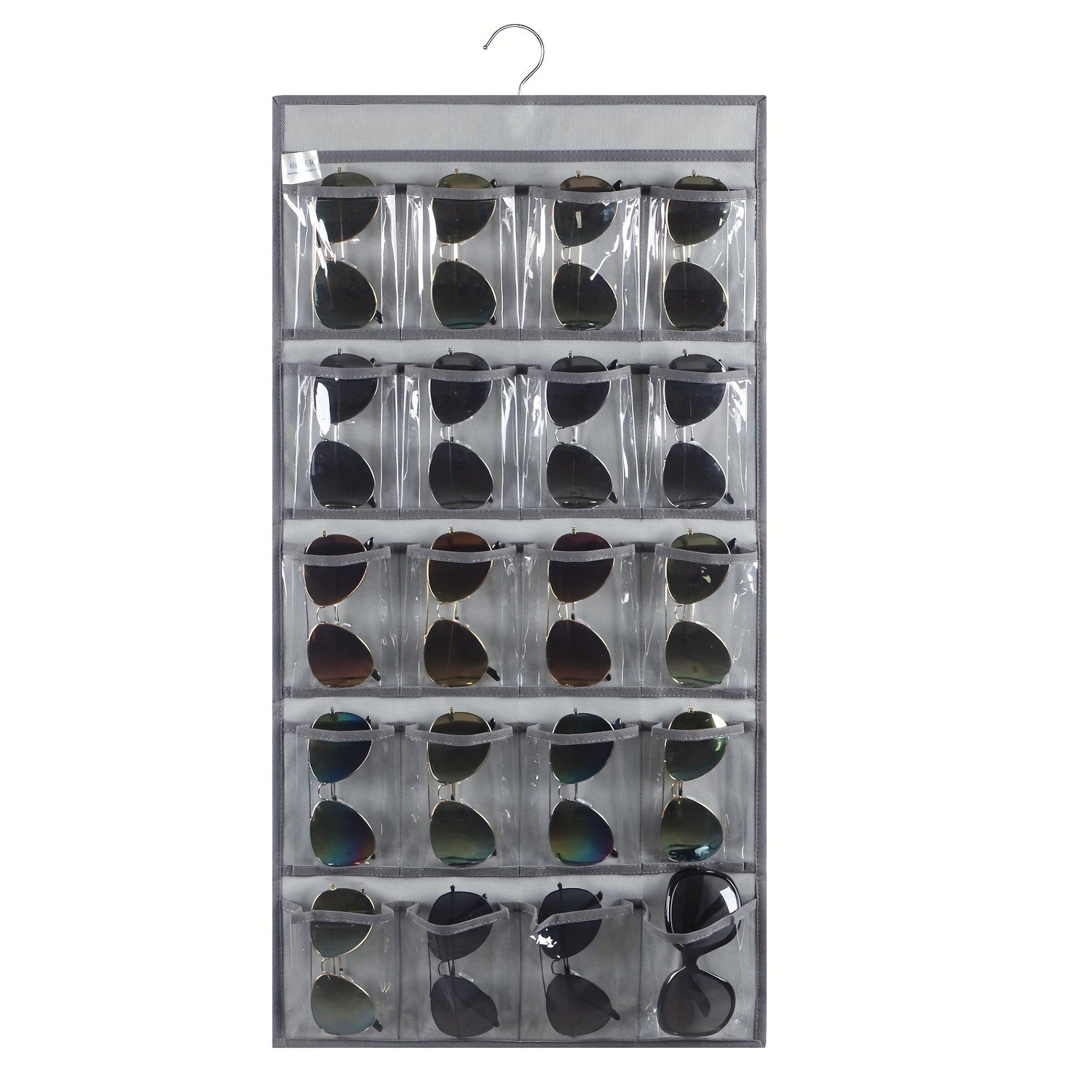 Sunglasses Organizer Wall Mounted Eyeglasses Holder with 20 Clear Slots