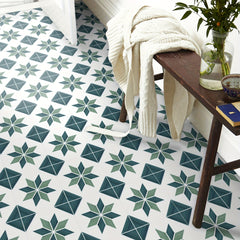 Green Mosaic Peel and Stick Floor Tiles - Waterproof PVC Flooring Sticker