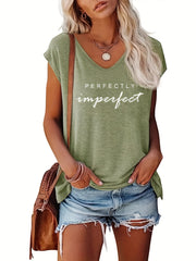 V Neck Cap Sleeve Tank Top for Women