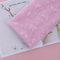 Silvery Love Patch Embroidery Peach Heart Mesh Material DIY Winter Wonderland