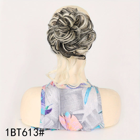 Messy Bun Hairpiece Scrunchies Updo Hair Extensions Wavy Curly Synthetic