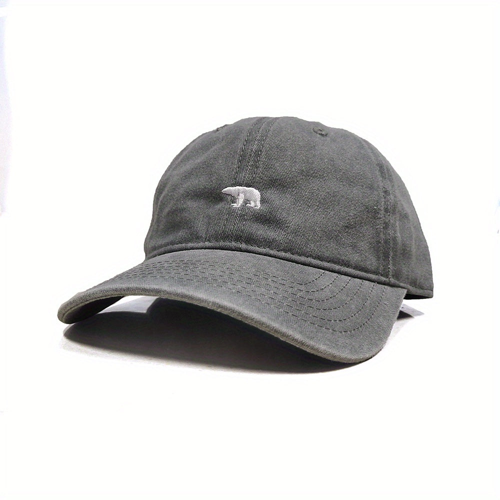 Vintage Polar Bear Pattern Embroidered Baseball Cap for Kids