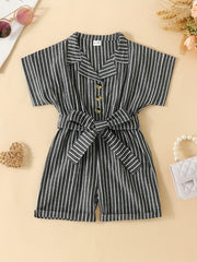 Baby Girl Striped Short Sleeve Romper