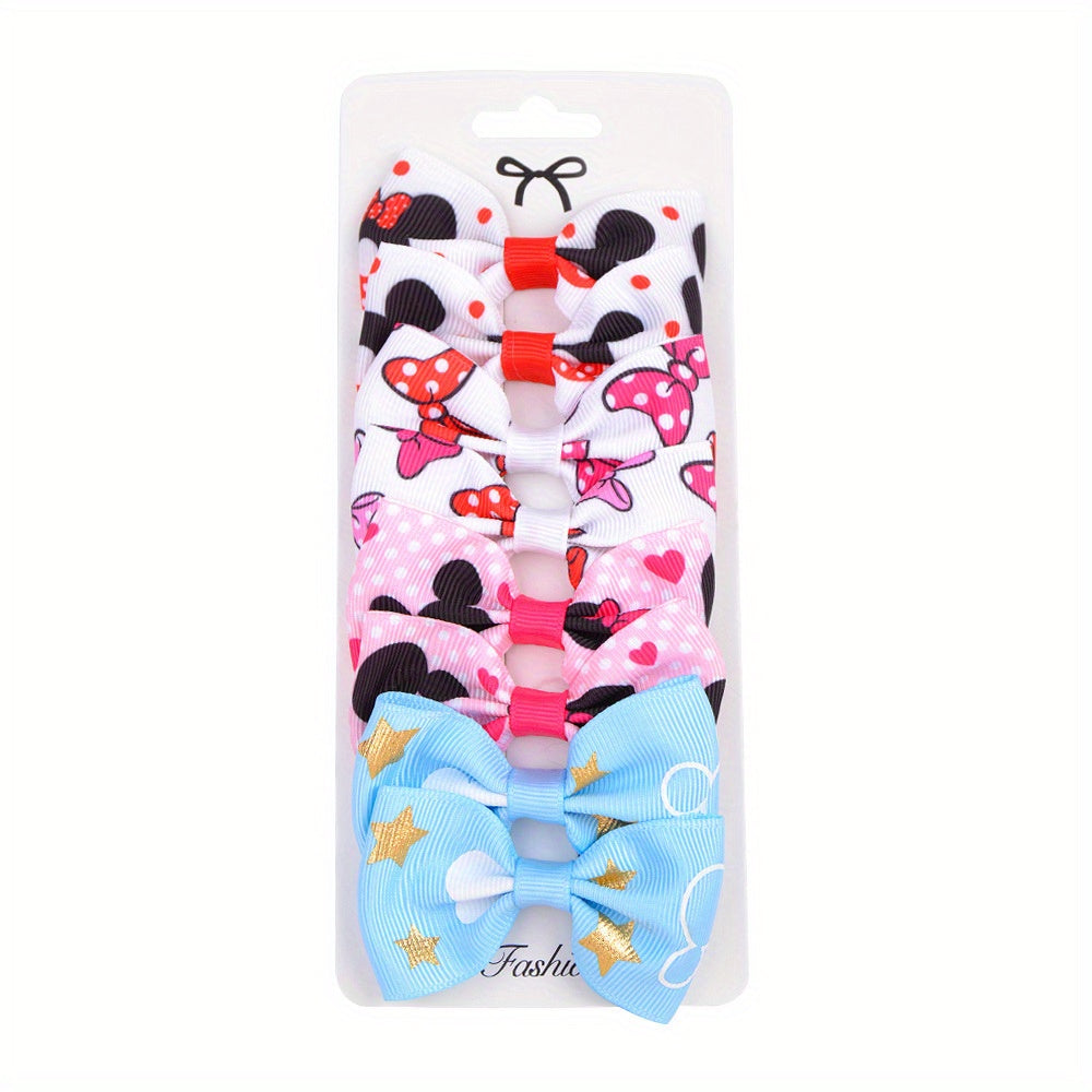 8pcs Cartoon Gradient Rainbow Bow Hair Clips Girls Accessories