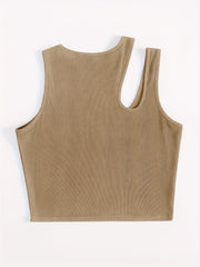 Sexy Sleeveless Tank Top Asymmetrical Neck for Summer