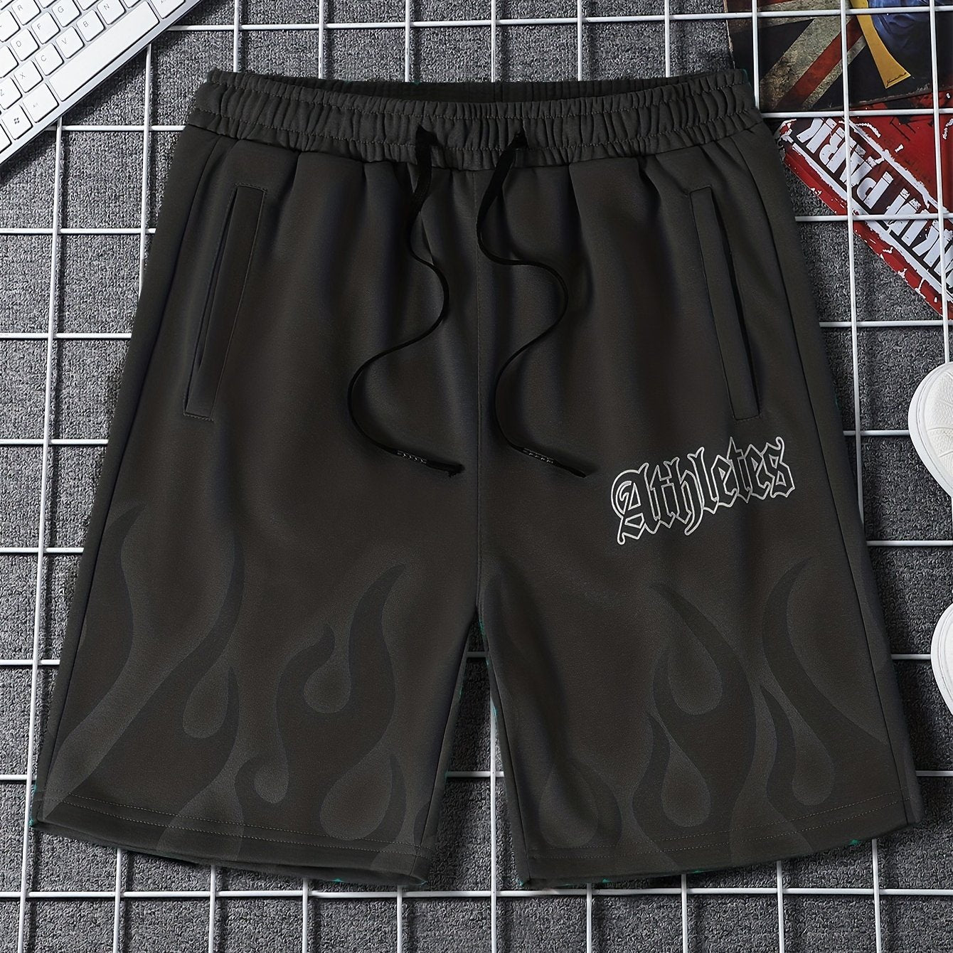Athletes Flame Pattern Drawstring Shorts for Summer