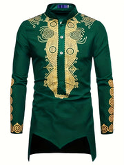 Men's African Traditional Long Sleeve Print Dashiki