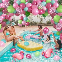 Tropical Balloon Arch Kit Flamingo Balloons Jungle Palm Leaves Coloured Balloon
