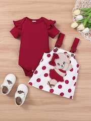 Baby Girls Flutter Sleeve Onesie Romper & Suspender Dress Set