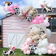 140pcs Pink Cow Balloon Garland Kit for Girl Birthday Party