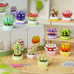 Mini Succulent Building Block Ornaments for Holiday Decor