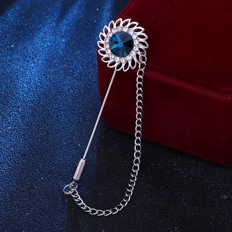 Men's Sunflower Long Brooch Pin Business Suit Jacket Accessories