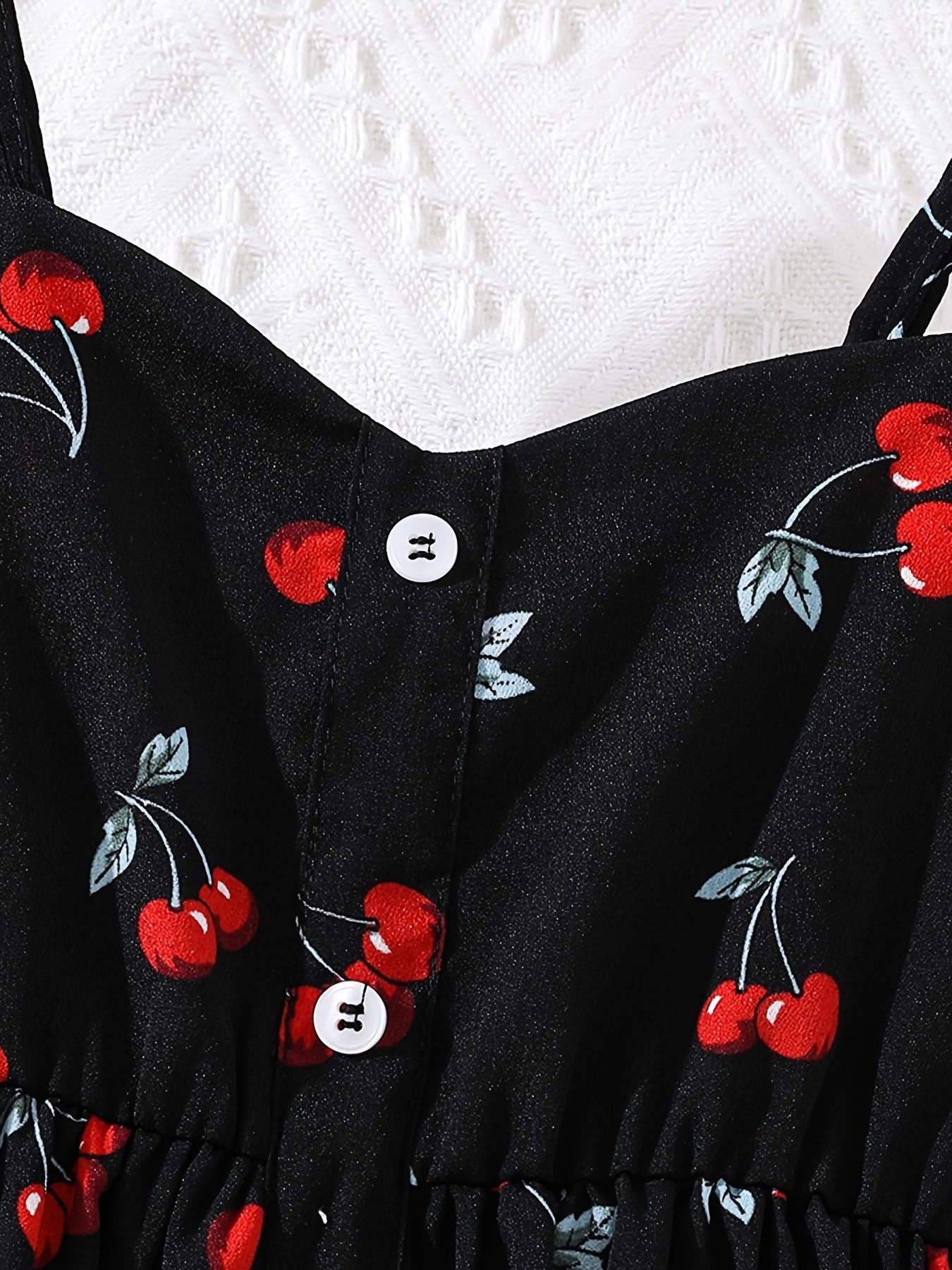 Girls Cherry Graphic Button Cami Princess Dress