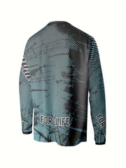 ABUGARCIA Fishing Pattern Print Men's Graphic Long Sleeve T shirt