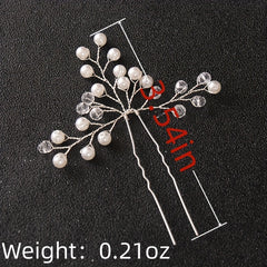 Silvery Crystal Faux Pearl Hairpins U shaped Hair Pin Wedding Bridal Hair Sticks