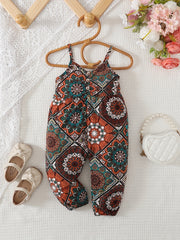 Baby Girls Ethnic Printed Pleated Jumpsuit
