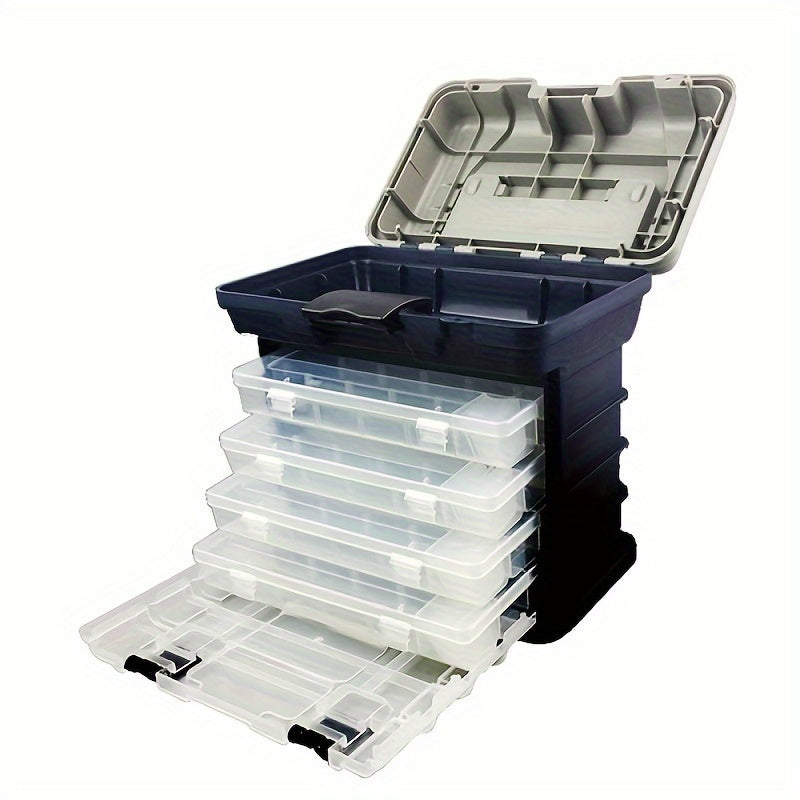 4-layer Portable Fishing Tool Box Plastic Accessories Storage Case