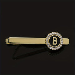 Men's Rhinestone Initial Letter Tie Clip Wedding Business Necktie Accessory