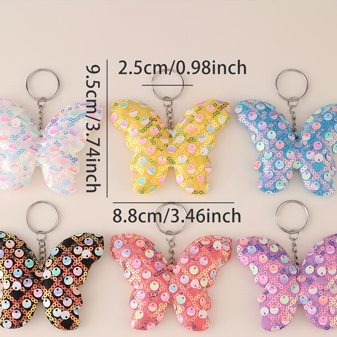 8pcs Sequin Butterfly Charm Keychain Luggage Pendant Backpack Handbag