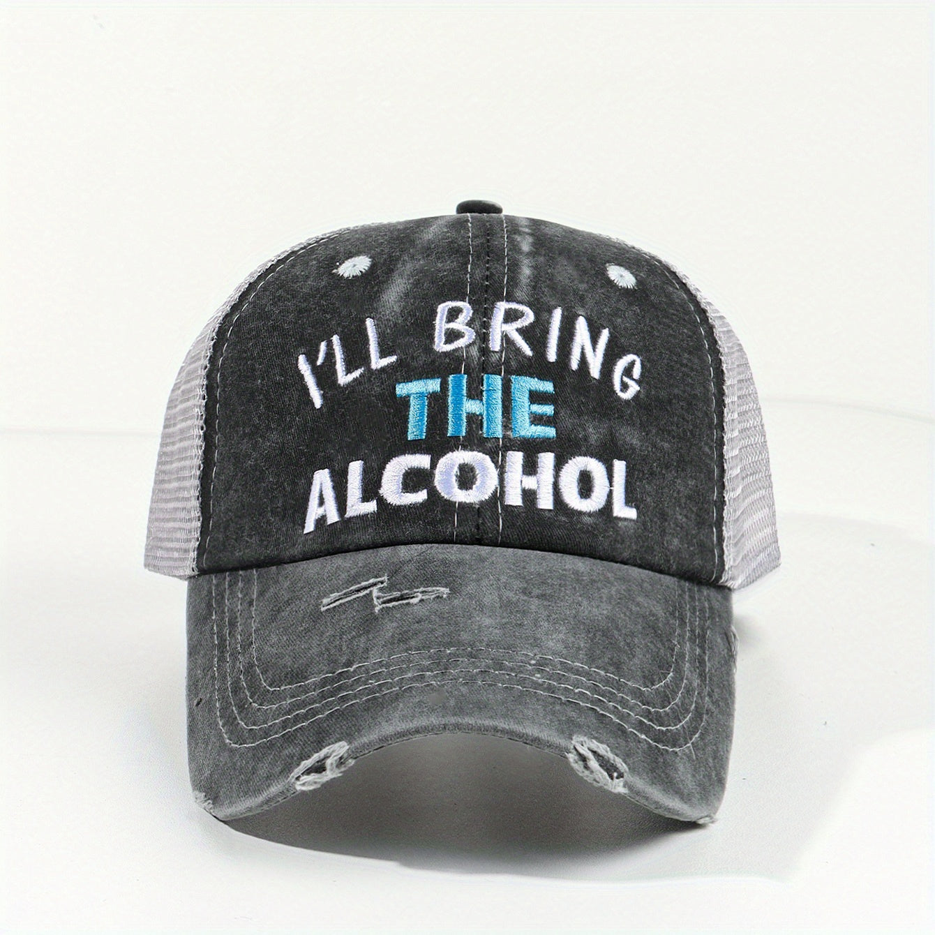 Alcohol Trucker Hat Distressed Baseball Cap for Women