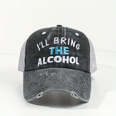 Alcohol Trucker Hat Distressed Baseball Cap for Women