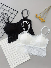 2pcs Floral Lace Wireless Bras Comfy & Breathable Women's Lingerie