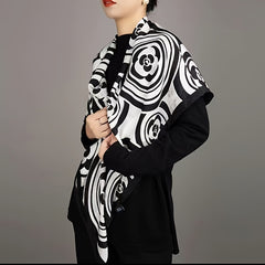 Boho Circle Flower Square Scarf Shawl Black Wrap Bandana