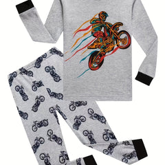 Boys Motorcyclists Print Pajama Set