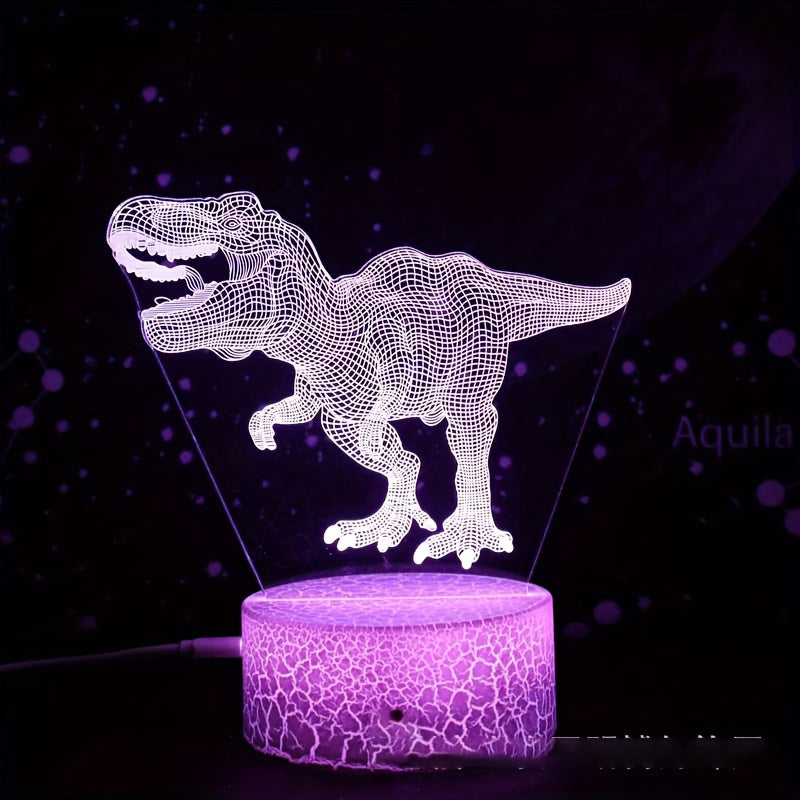 Dinosaur Toy 16 Colors 3D Illusion Bedside Lamp T Rex Nightlight Kids Gift