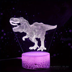 Dinosaur Toy 16 Colors 3D Illusion Bedside Lamp T Rex Nightlight Kids Gift