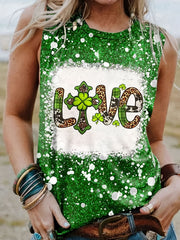 Leopard Love Shamrock Print Tank Top St Patrick's Tank Top