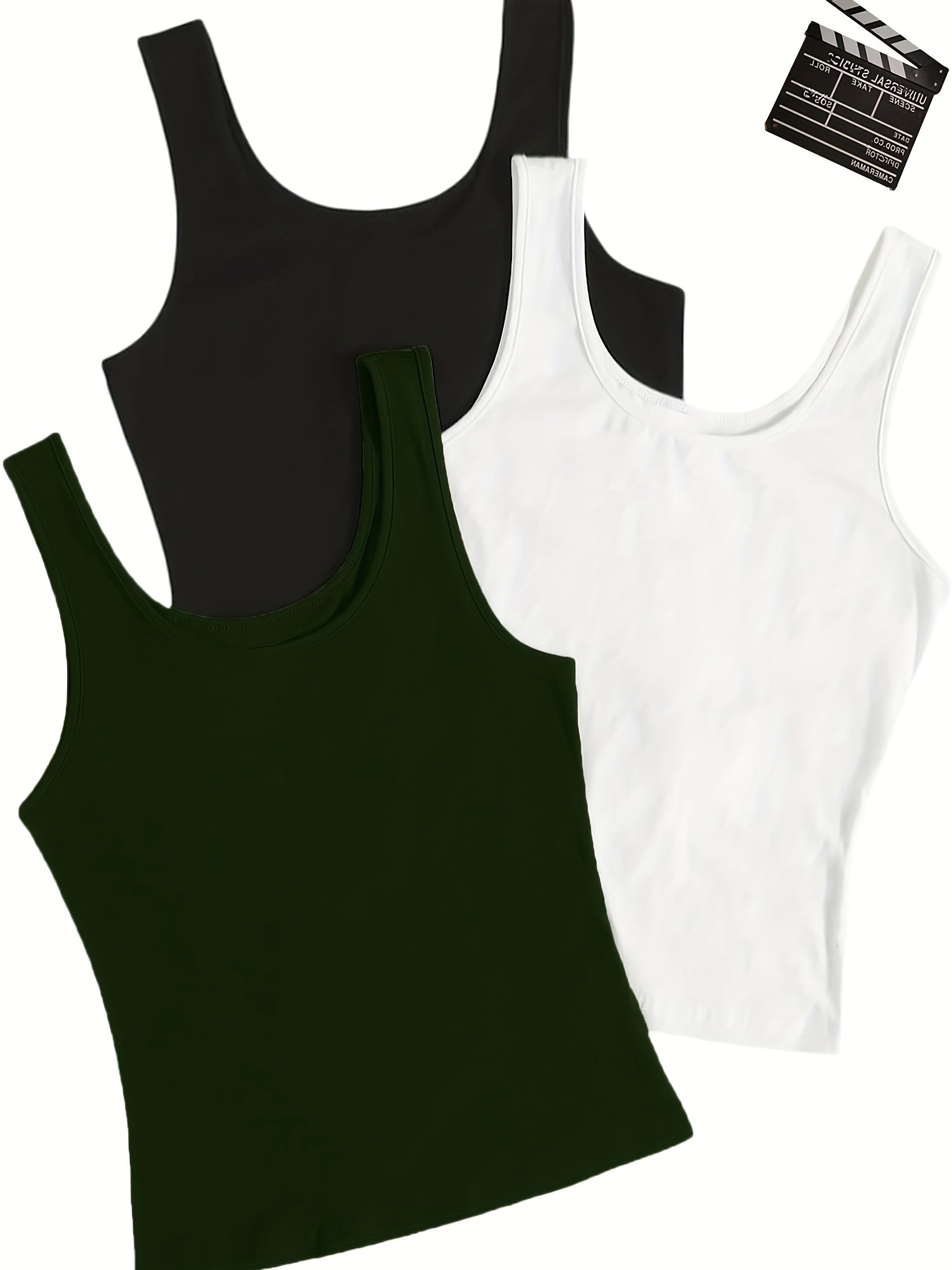 3-Pack Women's Summer Tank Tops Crew Neck Sleeveless Casual Mixed Colors