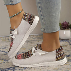 Women's Retro Canvas Lace-up Flat Sneakers
