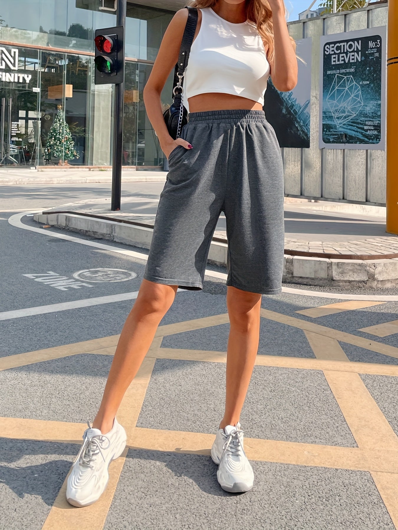 Casual Two piece Shorts Set Crop Tank Top & Elastic Shorts
