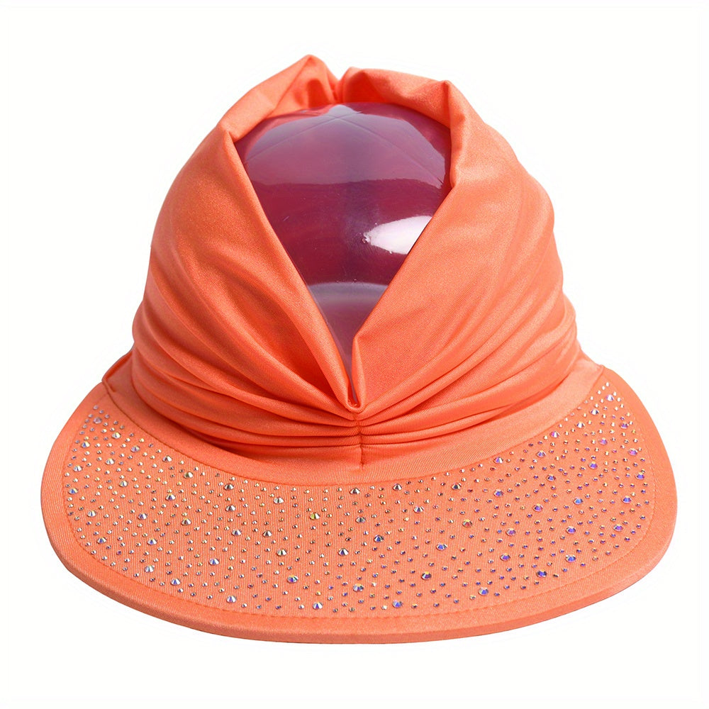 Rhinestone Ponytail Visor Cap Bright Candy Sun Hat Wide Brim Cycling Sports Base