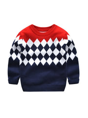 Boys Knitted Argyle Plaid Pullover Sweater