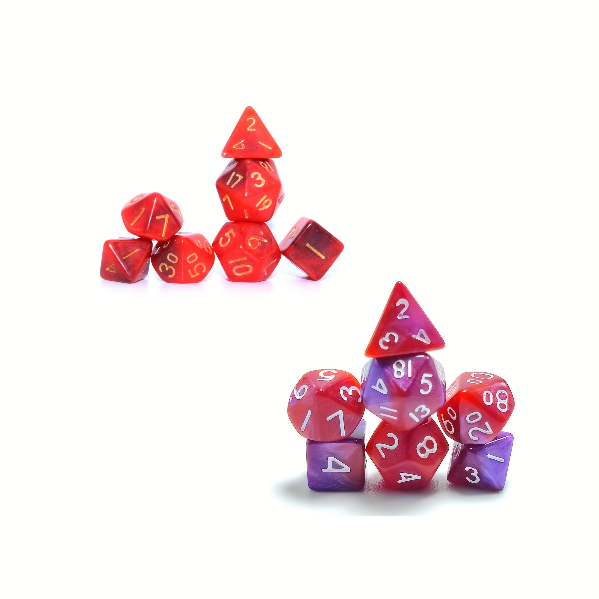 Mini Dice Set Red & Purple Polyhedral Dice for Board Game