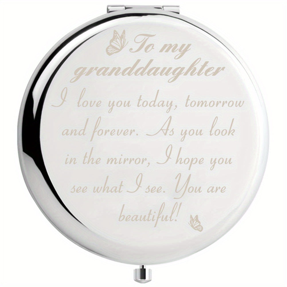Engraved Compact Mirror Unique Mothers Birthday Wedding For Granddaughter