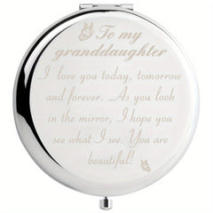 Engraved Compact Mirror Unique Mothers Birthday Wedding For Granddaughter