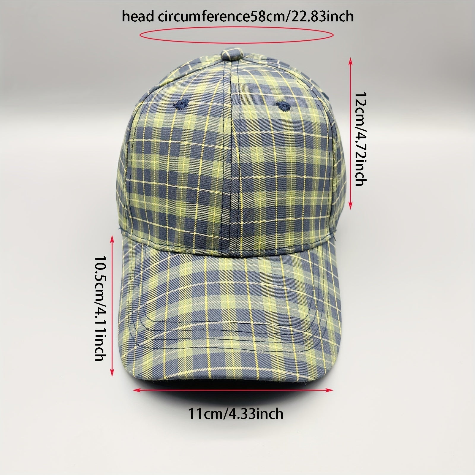 Colorful Grid Pattern Baseball Cap Lightweight Sunscreen Dad Hats