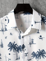 Men's Coconut Tree Hawaiian Shirt - Short Sleeve Button Up