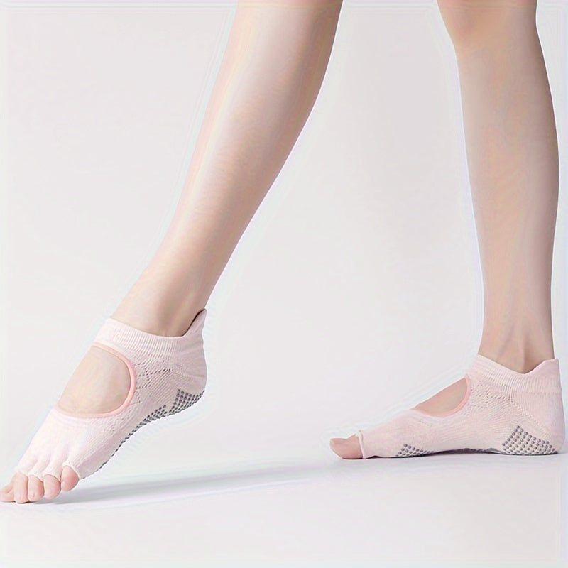 Toeless Yoga Socks with Anti-Skid Grips for Pilates Ballet