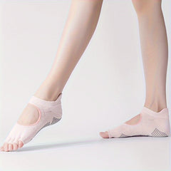 Toeless Yoga Socks with Anti-Skid Grips for Pilates Ballet