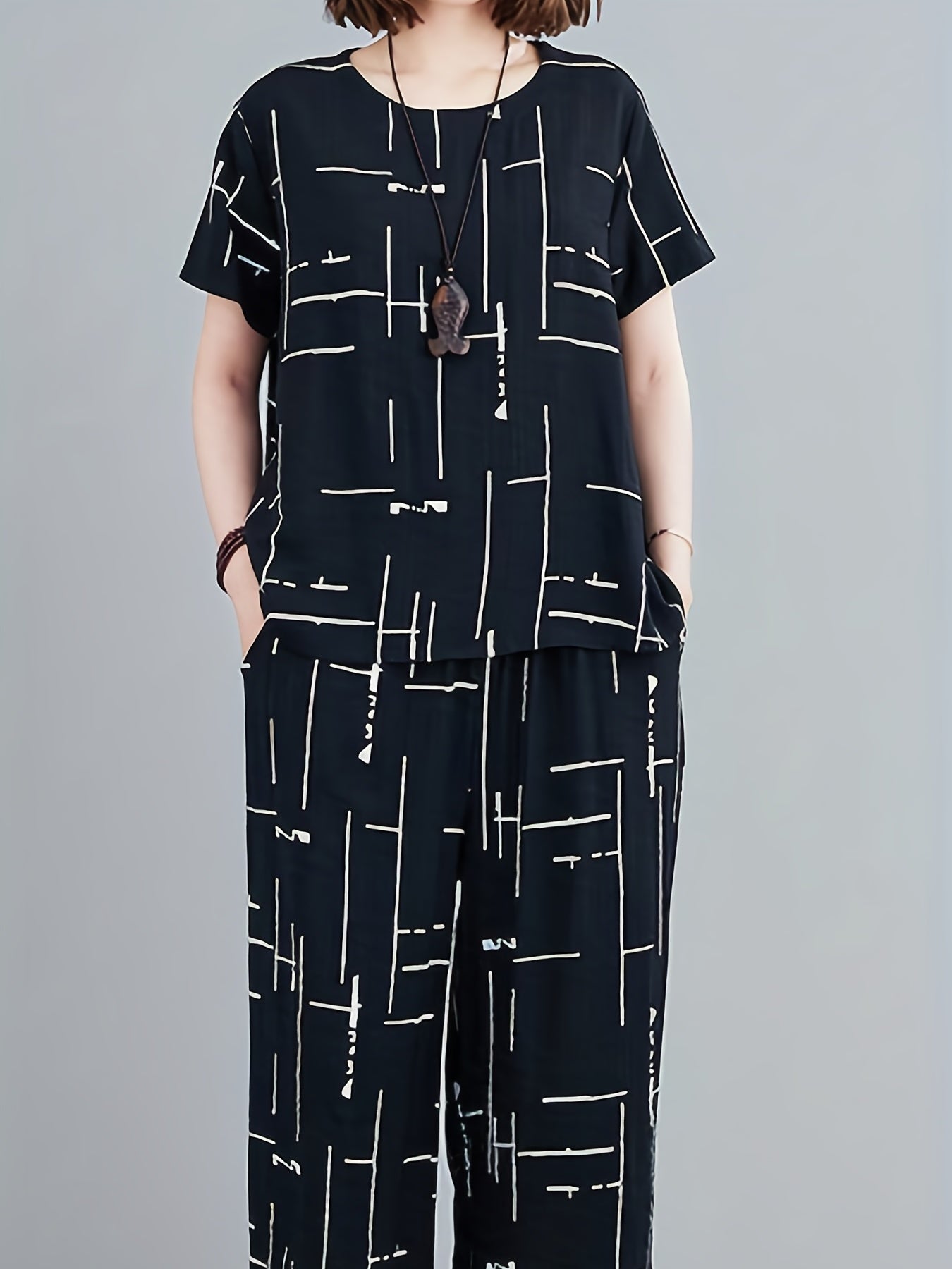 Stripe Print Tee & Pants Set