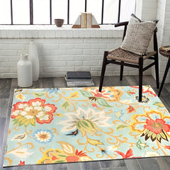 Floral Living Room Rug Area Rugs Machine Washable Non Slip Kitchen Rug
