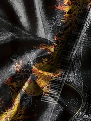 Men's Guitar Pattern Sports T shirt Casual Round Neck Tee Shirt
