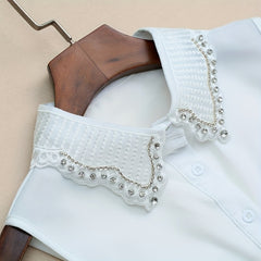 Stylish Collar Diamond Trim False Collar For Women