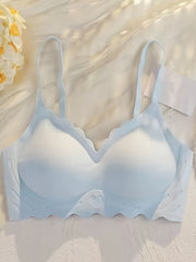 Scallop Trim Wireless Bra Push Up Bra Lingerie
